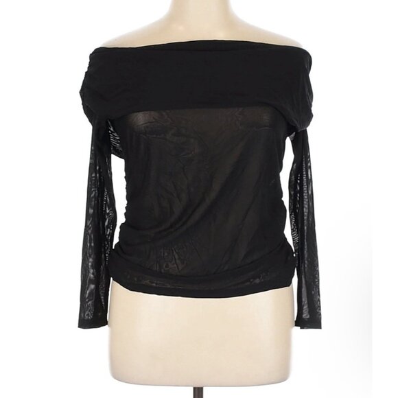 Torrid Black Mesh Off Shoulder Side Cinch Top 2X 18-20 2 New Gothic Goth - Picture 1 of 5